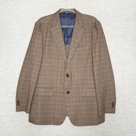 Biltmore Other - Biltmore‎ Blazer Mens 42R Brown Plaid Sport Coat Blazer Jacket Unstructured 42